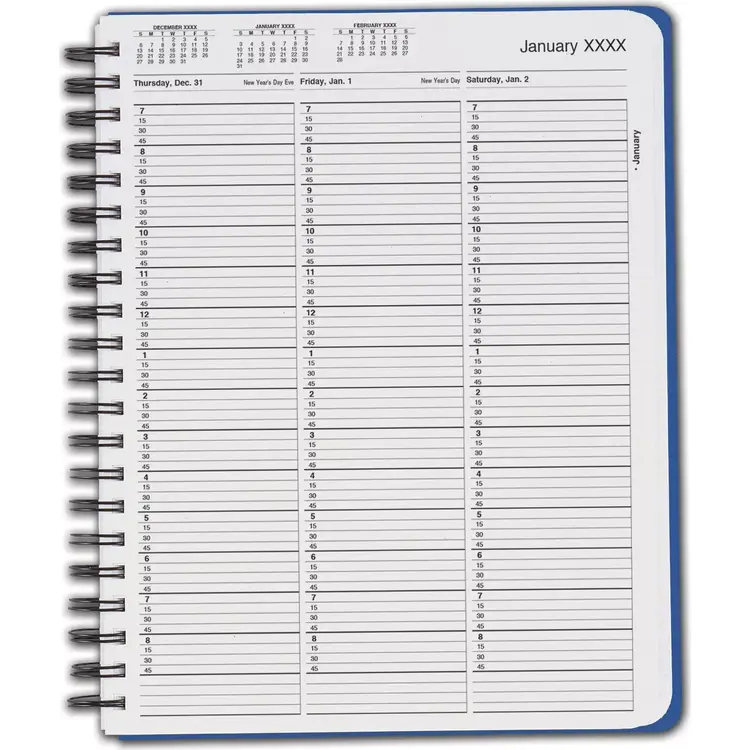 TimeScan 1 Column Wirebound Appointment Book - 15 Minute Intervals, 7am-9pm