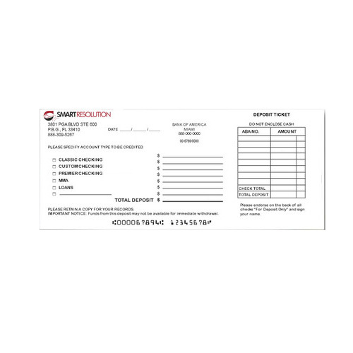 Custom business deposit slips printed to your exact specifications