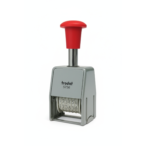 Numbering rubber stamp for office use - black ink impressions