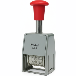 Numbering rubber stamp for office use - black ink impressions