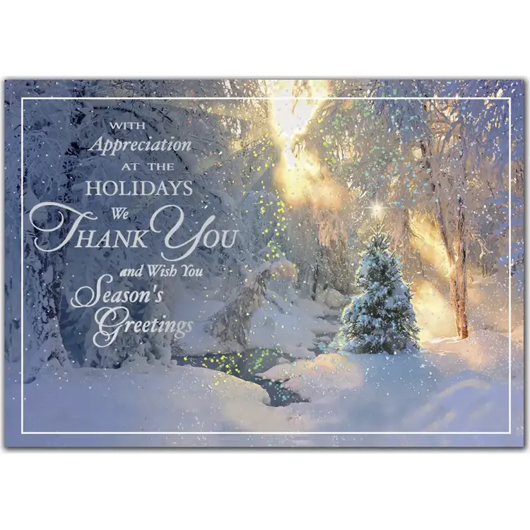 Custom business holiday cards with thank you message