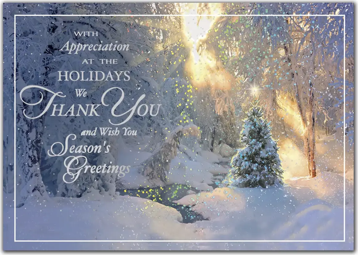 Custom business holiday cards with thank you message