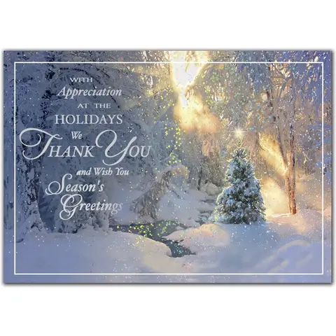 Custom business holiday cards with thank you message
