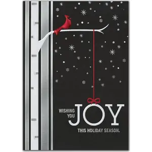 A custom printed Red cardinal on a black starry sky for this business greeting card