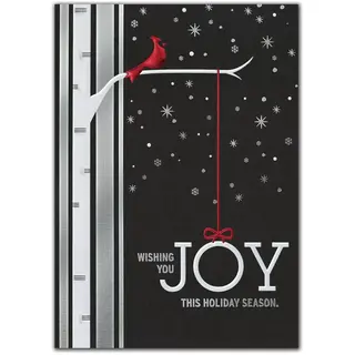 A custom printed Red cardinal on a black starry sky for this business greeting card