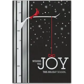 A custom printed Red cardinal on a black starry sky for this business greeting card