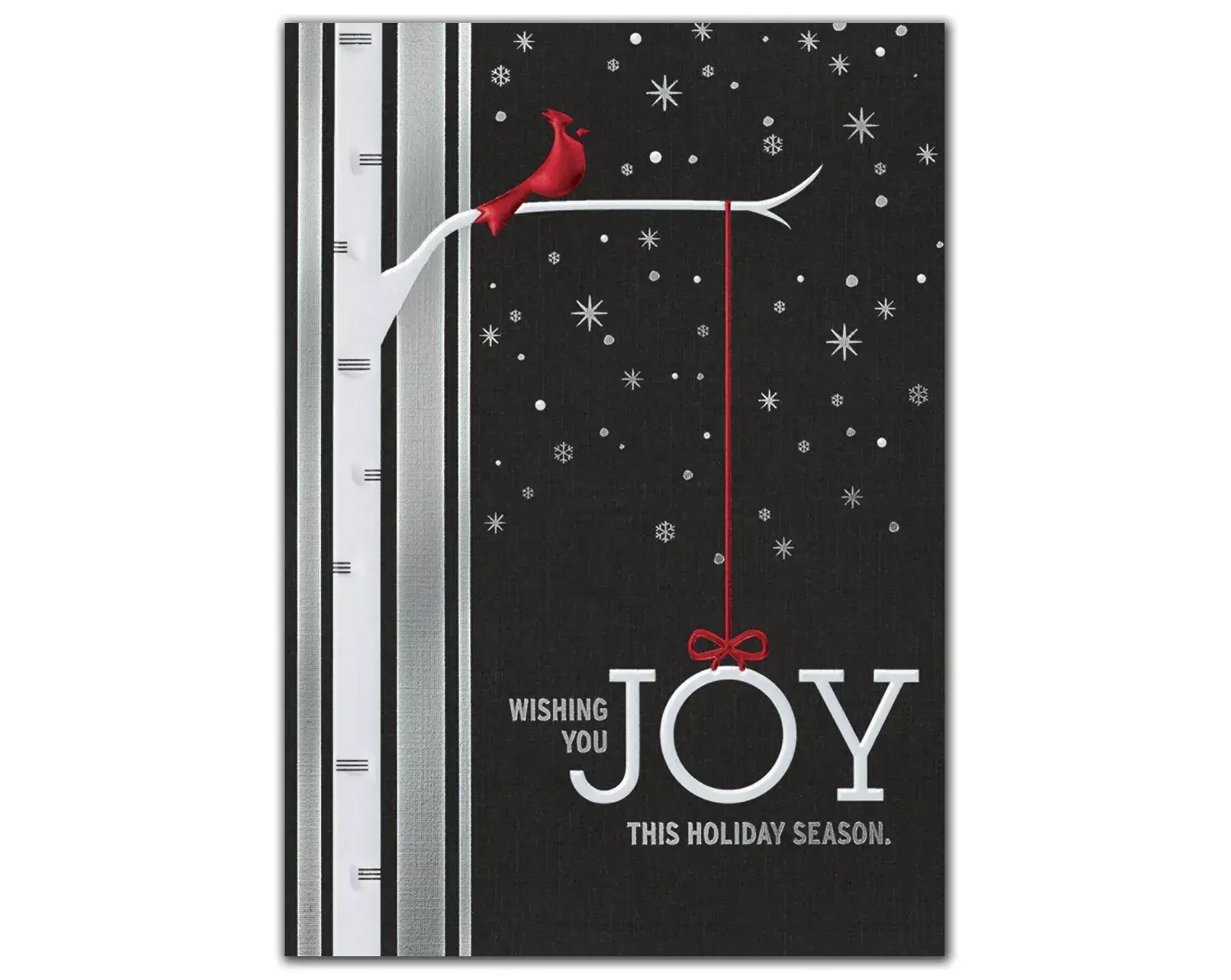 A custom printed Red cardinal on a black starry sky for this business greeting card