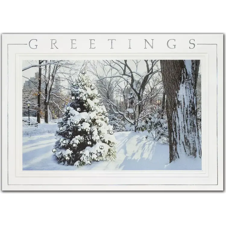 Custom printed winter-theme business holiday greeting cards