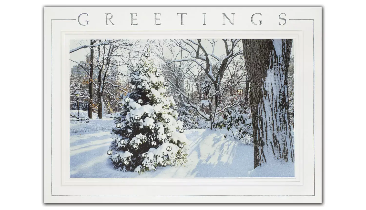 Custom printed winter-theme business holiday greeting cards