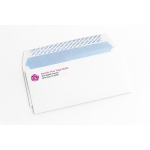 custom #10 self-seal confidential envelopes printed with a two-color logo and security tinting.