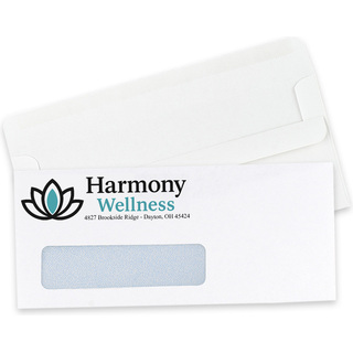 #10 confidential window envelopes with security tinting, 2-color print, and the visible Flip & Seal closure flap.