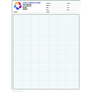 Full color 1/8" engineering graph pad showing the precise grid pattern and vibrant color printing