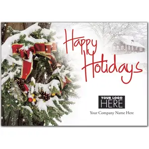 Snowy Delight Logo Card showing a snowy tree scene and the custom printed business name on the card front