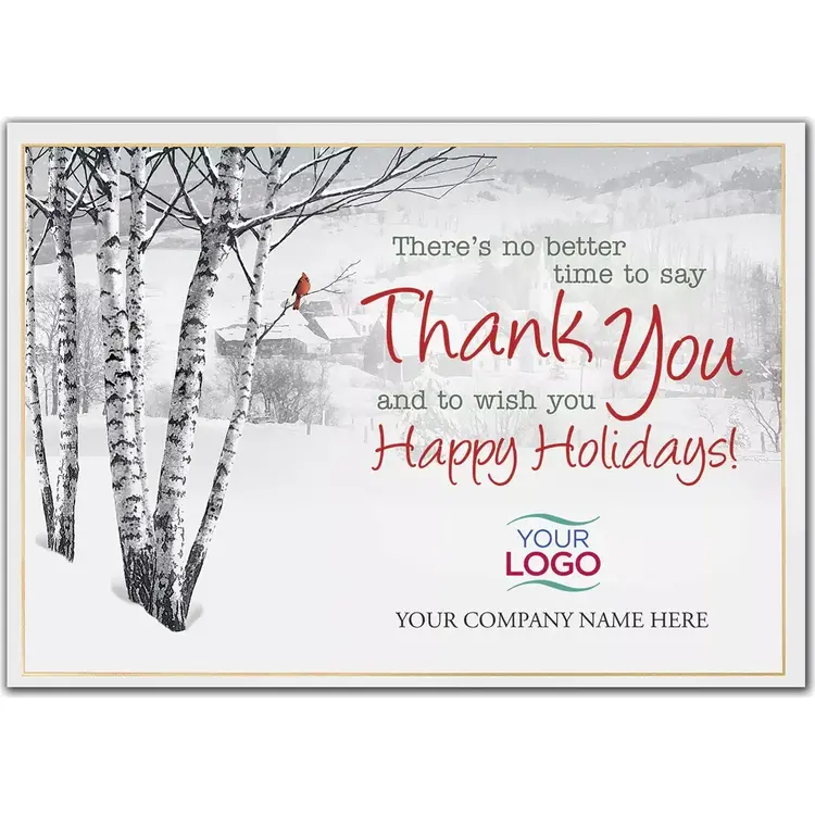 Perfect View Logo Card featuring a bird theme design with a custom printed company logo