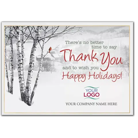 Perfect View Logo Card featuring a bird theme design with a custom printed company logo