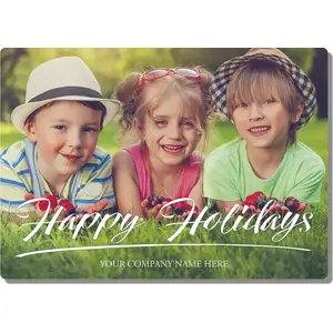Say It with Style Holiday Photo Card template showing a custom area for a full-color company or staff photograph