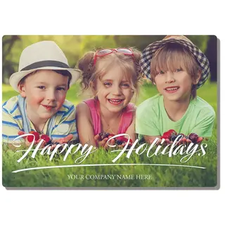Say It with Style Holiday Photo Card template showing a custom area for a full-color company or staff photograph
