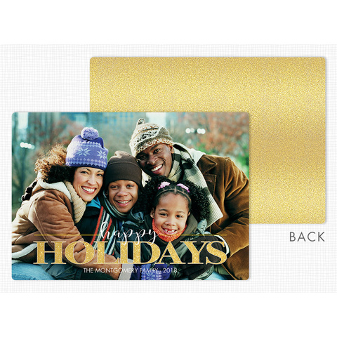 Full view of the flat Dream Big Photo Card showing the front picture and the continuous colorful design on the back