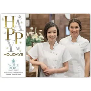 Holiday Photo Card - Stacked High template showing the custom photo and corporate logo upload areas