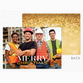 Full front and reverse side view of the Sense of Sparkle Christmas Photo Card with rounded corners