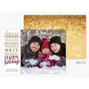 Full front and reverse side view of the Beyond Expectations Holiday Photo Card with gold accents and rounded corners