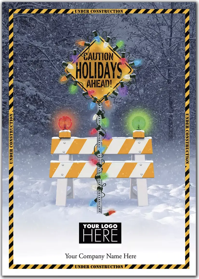 Holiday Zone Contractor & Builder Christmas Logo Card featuring custom logo placement