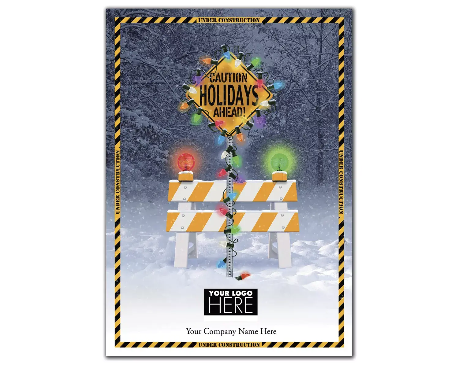 Holiday Zone Contractor & Builder Christmas Logo Card featuring custom logo placement