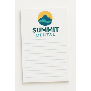 Custom full color notepads (5 1/2" x 8 1/2"), with 50 sheets per pad on 60 lb. paper with a personalized logo.