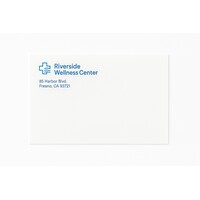 Custom 6" x 9" Mailing Envelope in White, showing a personalized 1-color company logo and return address imprint