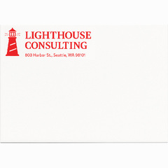 Personalized 9 x 12 envelopes showcasing a business logo and printed return address