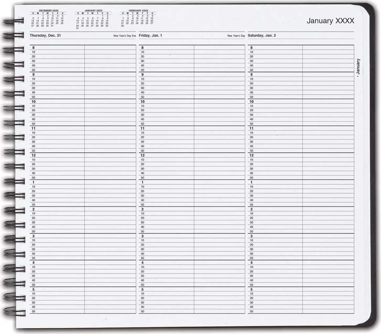 TimeScan 2 Columns Wirebound Appointment Book, 8:00 am to 6:00 pm, 10 Minute Intervals