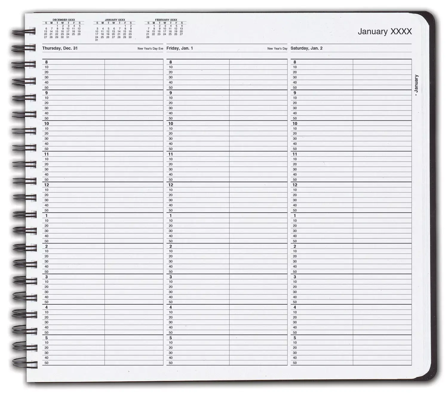 TimeScan 2 Columns Wirebound Appointment Book, 8:00 am to 6:00 pm, 10 Minute Intervals