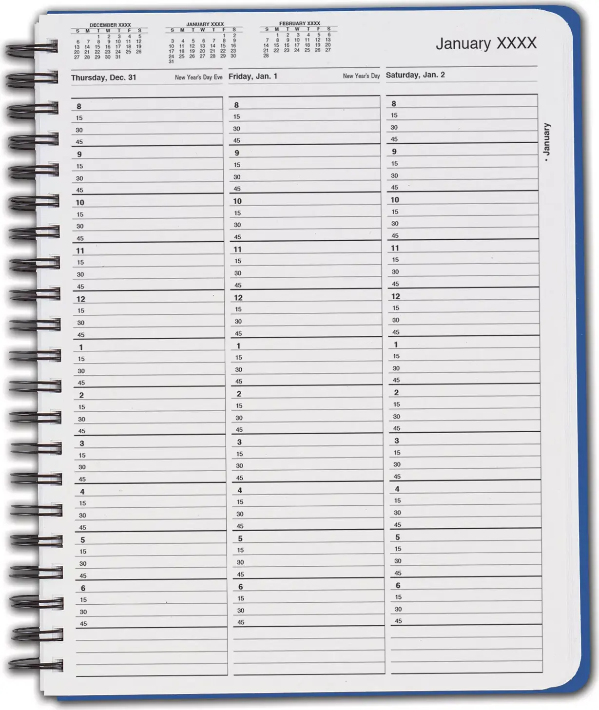 TimeScan 1-Column Appointment Book with 15-Minute Intervals