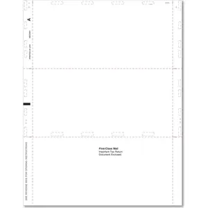 1099-NEC Blank Z-Fold Tax Form, 11-inch paper stock, used for creating sealed self-mailers in bulk