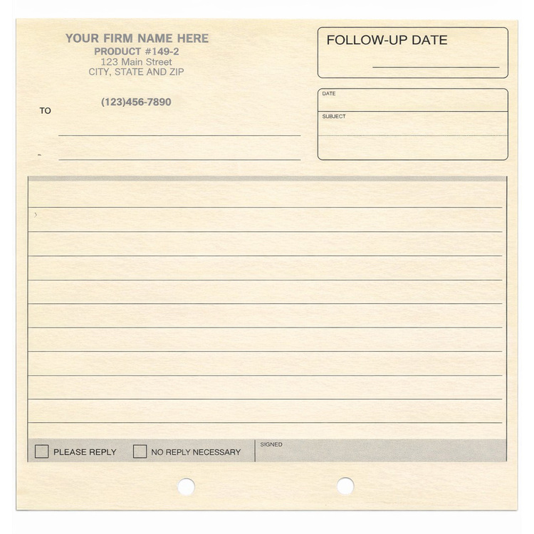 Custom printed NCR carbonless office memo, duplicate format