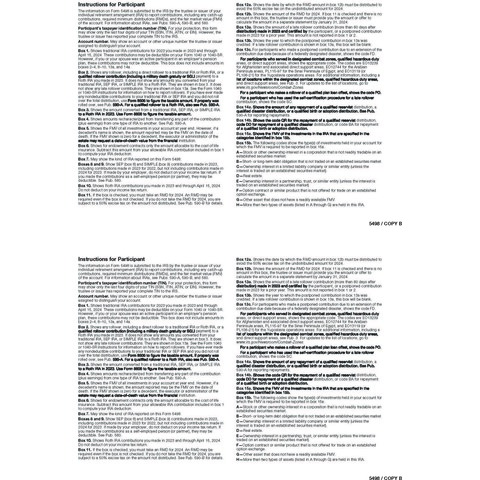 Laser 5498 Tax Forms - Copy B - Back Side
