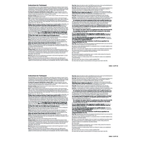 Laser 5498 Tax Forms - Copy B - Back Side