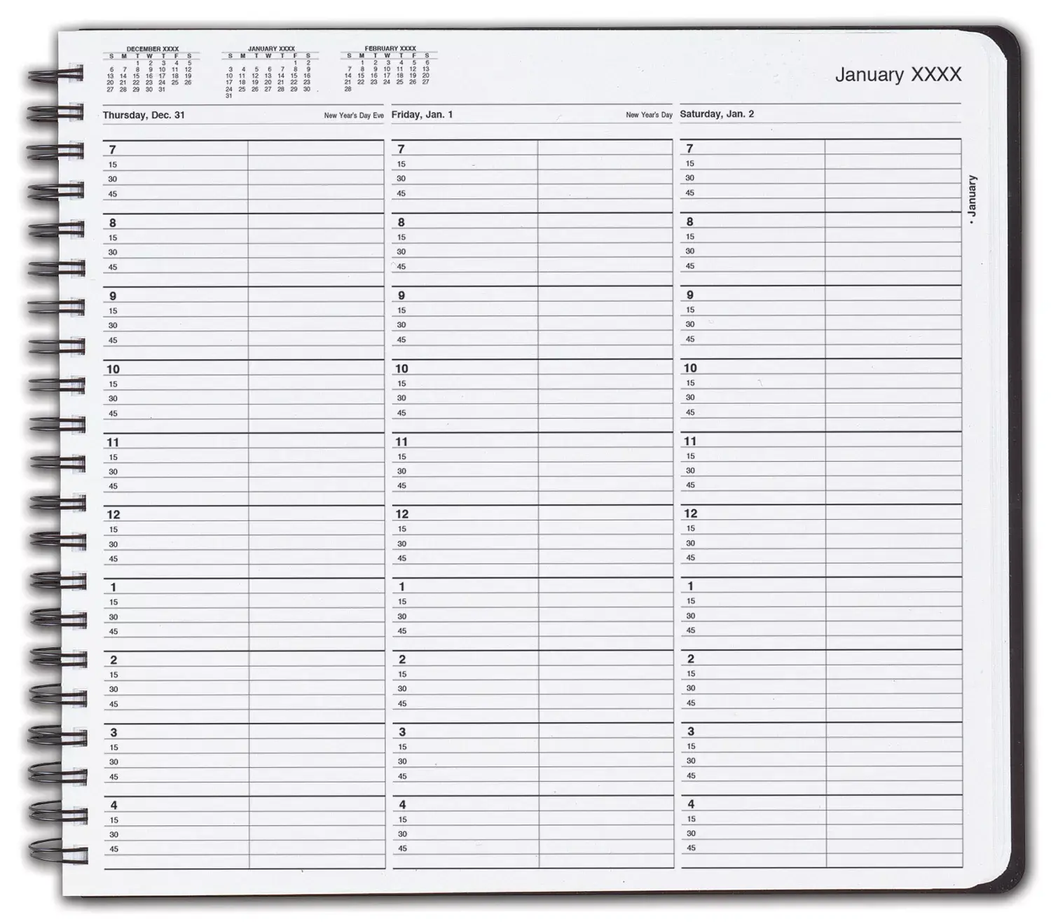 TimeScan 2-Column Wirebound Appointment Book - Open View 15-Minute Intervals