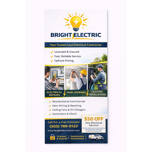 16pt C2S extra-thick rack card shown with company logo and project photos