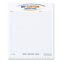 Custom 4x4 and 5x5 grid graph pad with company logo and chipboard backing