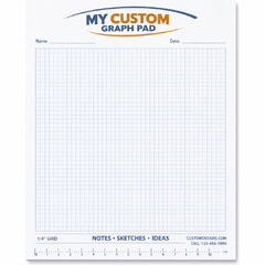 Custom 4x4 and 5x5 grid graph pad with company logo and chipboard backing