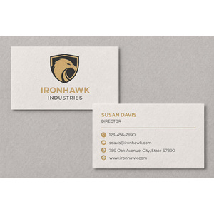 Double-sided natural business card featuring 2-color raised ink printing