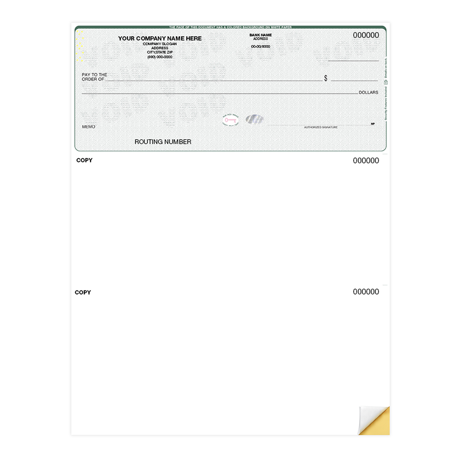High Security top checks with hologram for QuickBooks and Quicken