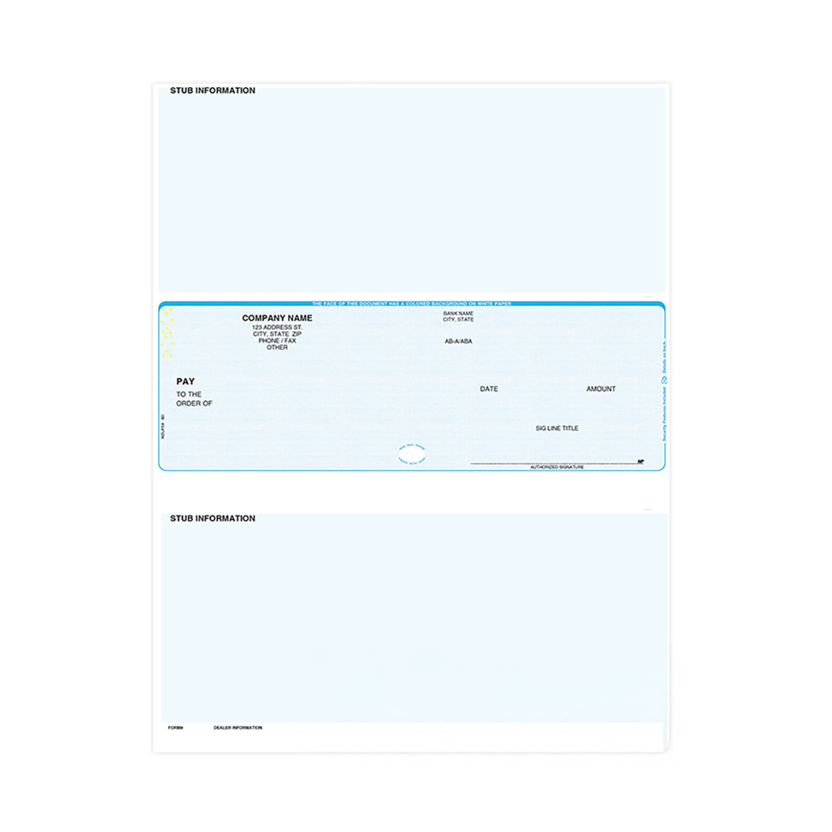 Sage compatible laser middle checks with hologram for your business