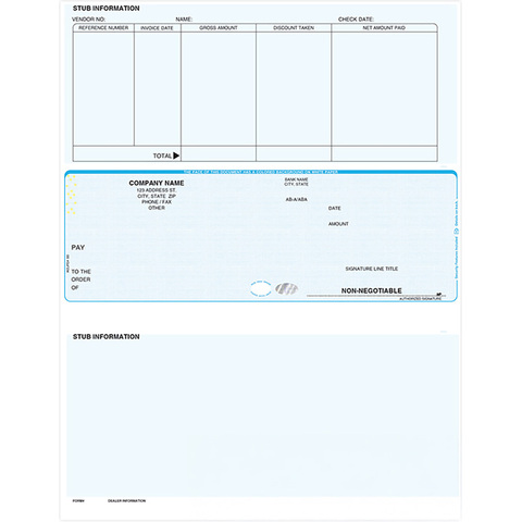 Sage compatible laser middle payroll checks with stubs on top and bottom