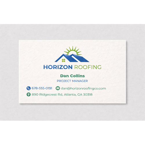 100 lb. Natural White Linen business card with 2-color raised spot printing