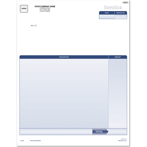 Customized QuickBooks compatible laser invoices with professional business layout