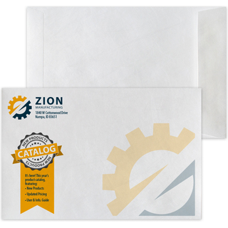 Full color 9x12 Tyvek open end envelopes featuring high-strength tear-resistant material