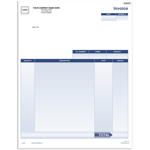 Customized QuickBooks compatible service invoices with sections for labor and materials