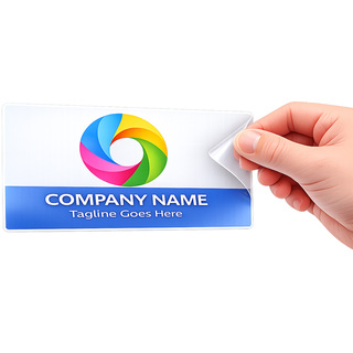A 2x4 rectangular static cling with a custom business logo